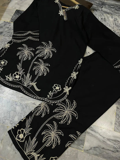 2 Pcs Women's Stitched Cotton Embroidered Shirt And Trouser - image 7