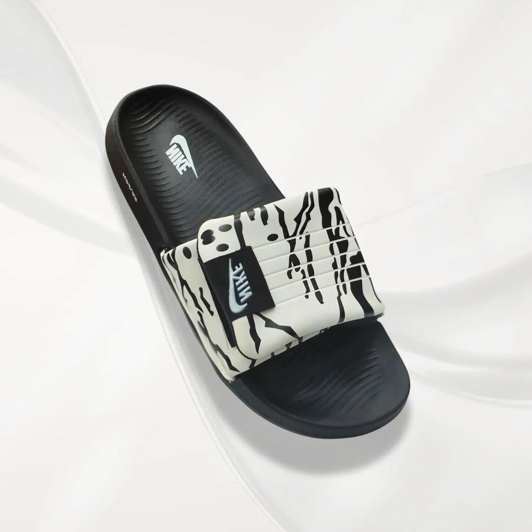 Slide Slippers Black White Patterned - image 1