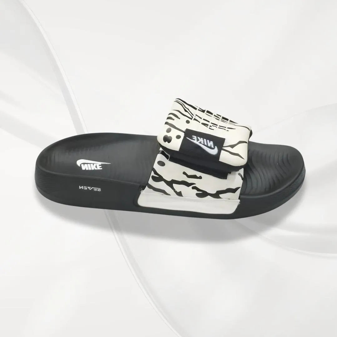 Slide Slippers Black White Patterned - image 2