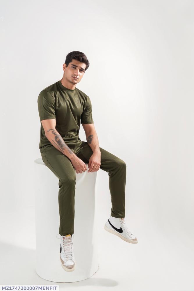 Men's Green Dri Fit 2 Pcs Track Suit Slim Fit - image 8