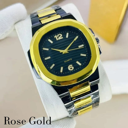 Men Square Watch Black Dial Silver Steel Chain Strap - image 5