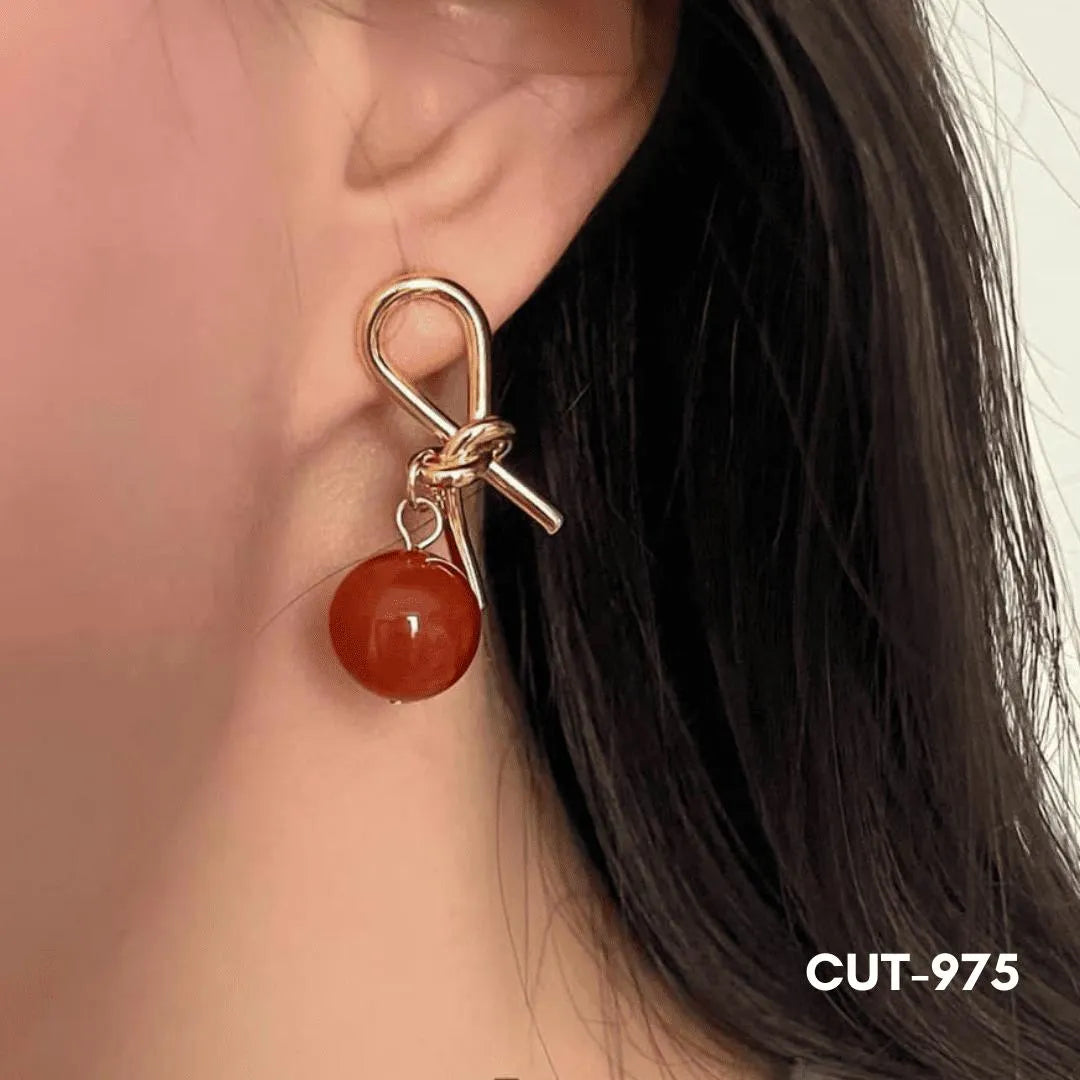Korean Stone knot Alloy stylish Earrings CUT-975 - image 3