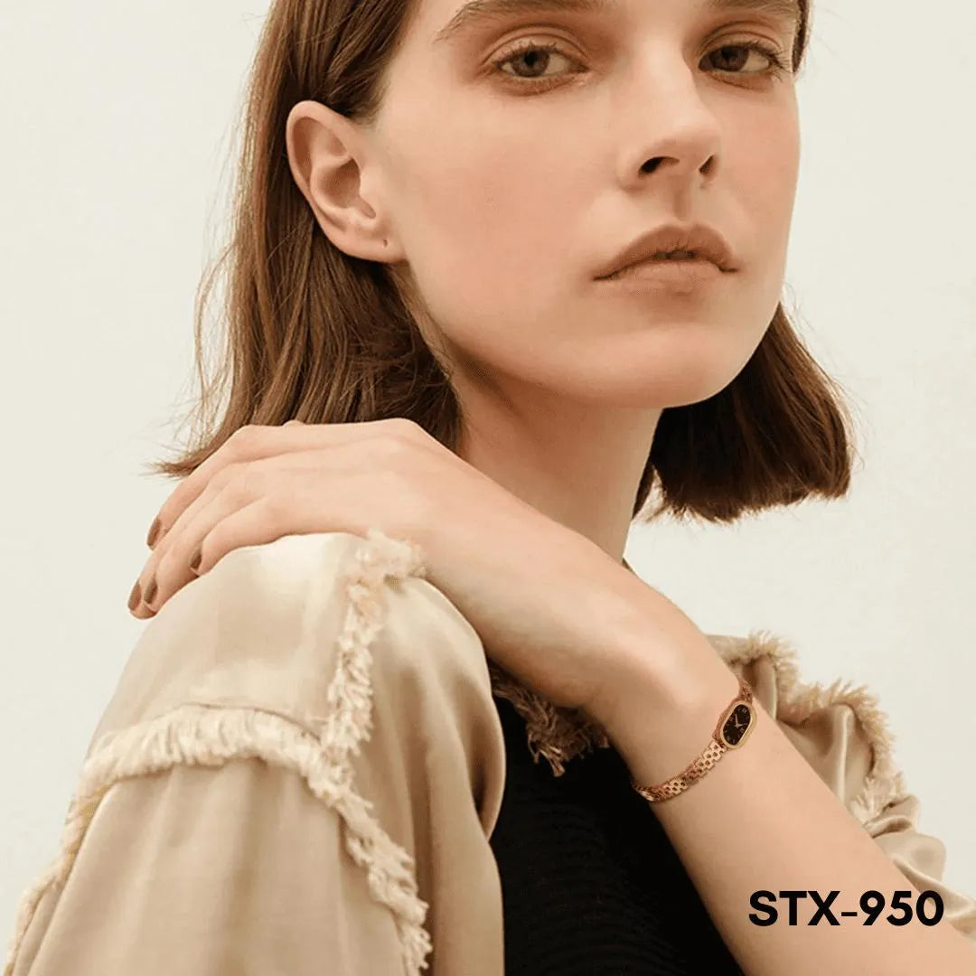 Golden Roman Numeral Watch for Women with Chain Bracelet - image 3