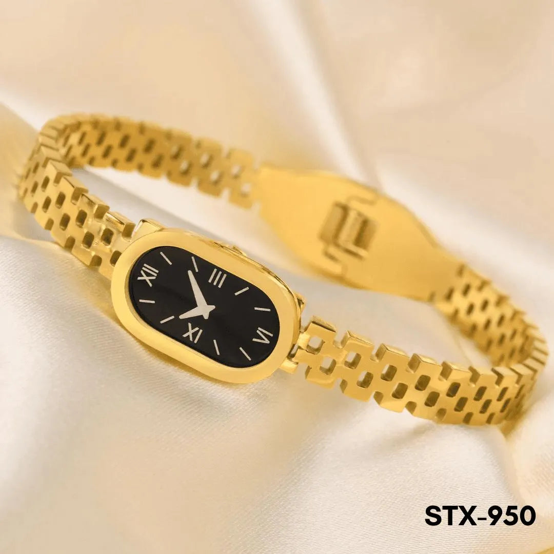 Golden Roman Numeral Watch for Women with Chain Bracelet - image 4