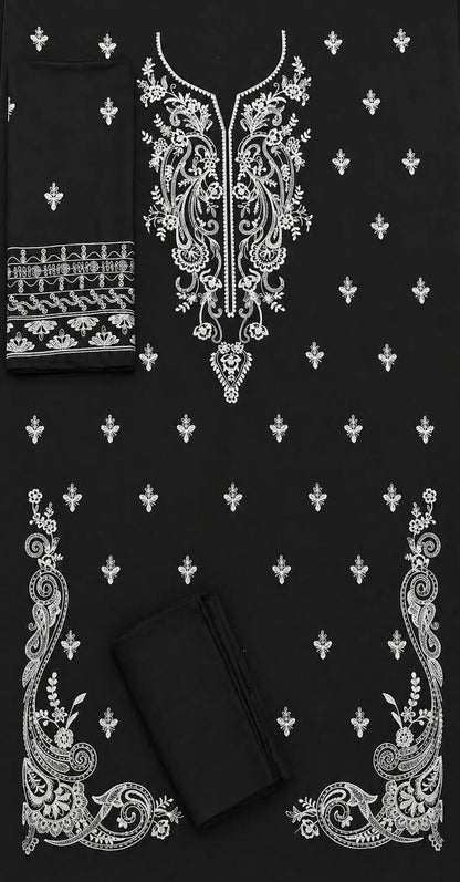 Black Embroidered Lawn Kurta Set for Women - image 2