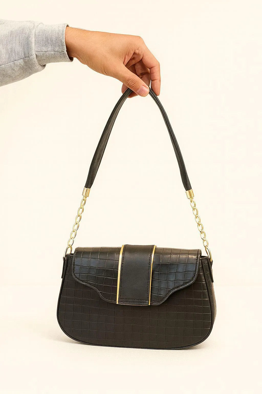 Women's Leather Crossbody Bag Black White Maroon Yellow Medium - image 7