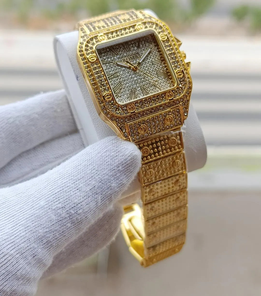 Luxury Rhinestone Watch Rose Gold Chain Strap - image 2