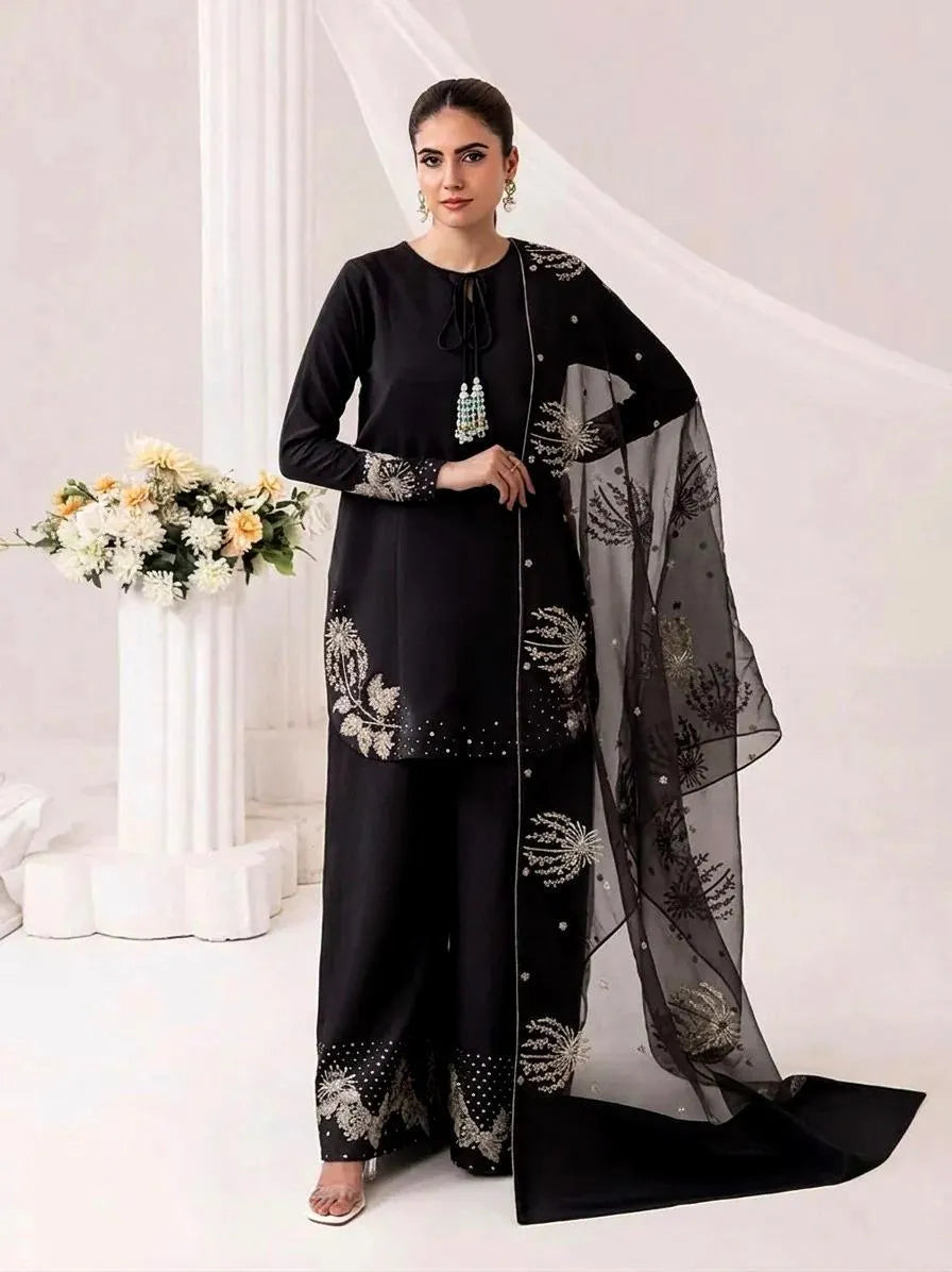 Silver/Golden Heavy Sequence Embroidery 3Pcs Set - image 1