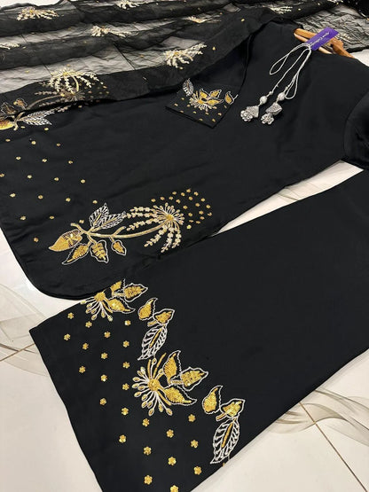 Silver/Golden Heavy Sequence Embroidery 3Pcs Set - image 2