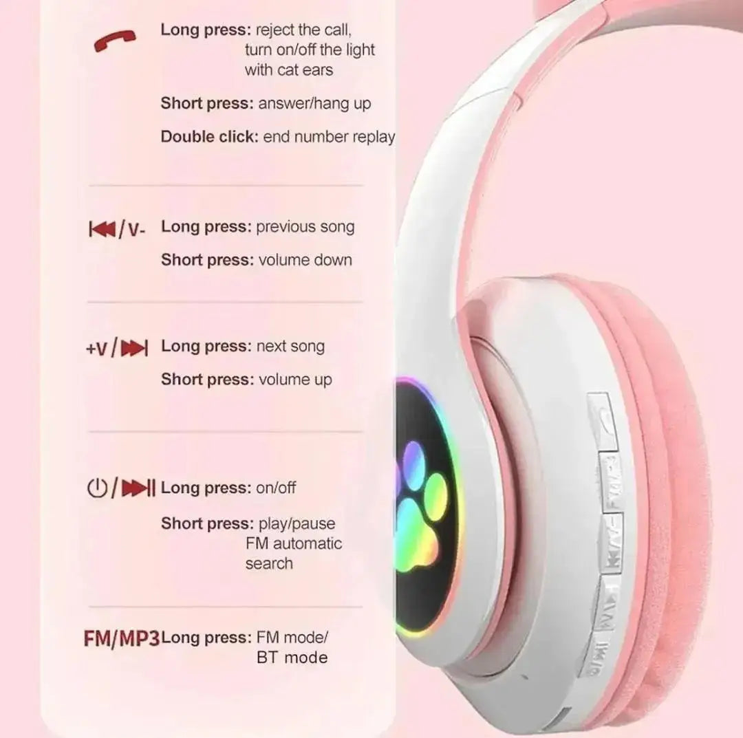 Cat Ear LED Headphones Multicolor ABS for Teens Young Adults - image 4
