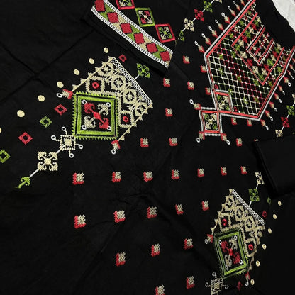 Black Embroidered Lawn 2Pcs Kurta Set - image 2