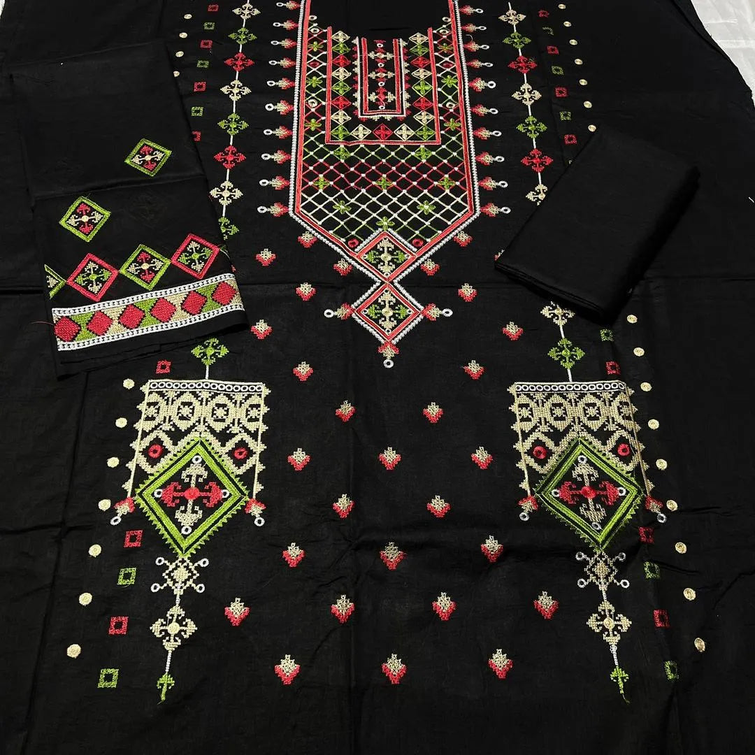 Black Embroidered Lawn 2Pcs Kurta Set - image 4