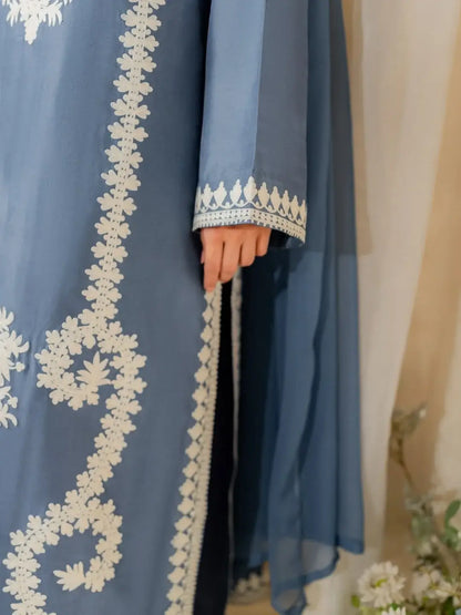 Stunning Embroidered Raw Silk Suit Set - 3 Pcs - image 8