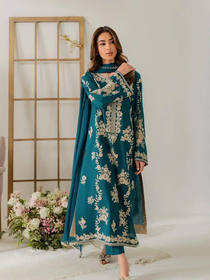 Stunning 3 Pcs Women's Stitched Suit with Embroidered Pattern - image 6