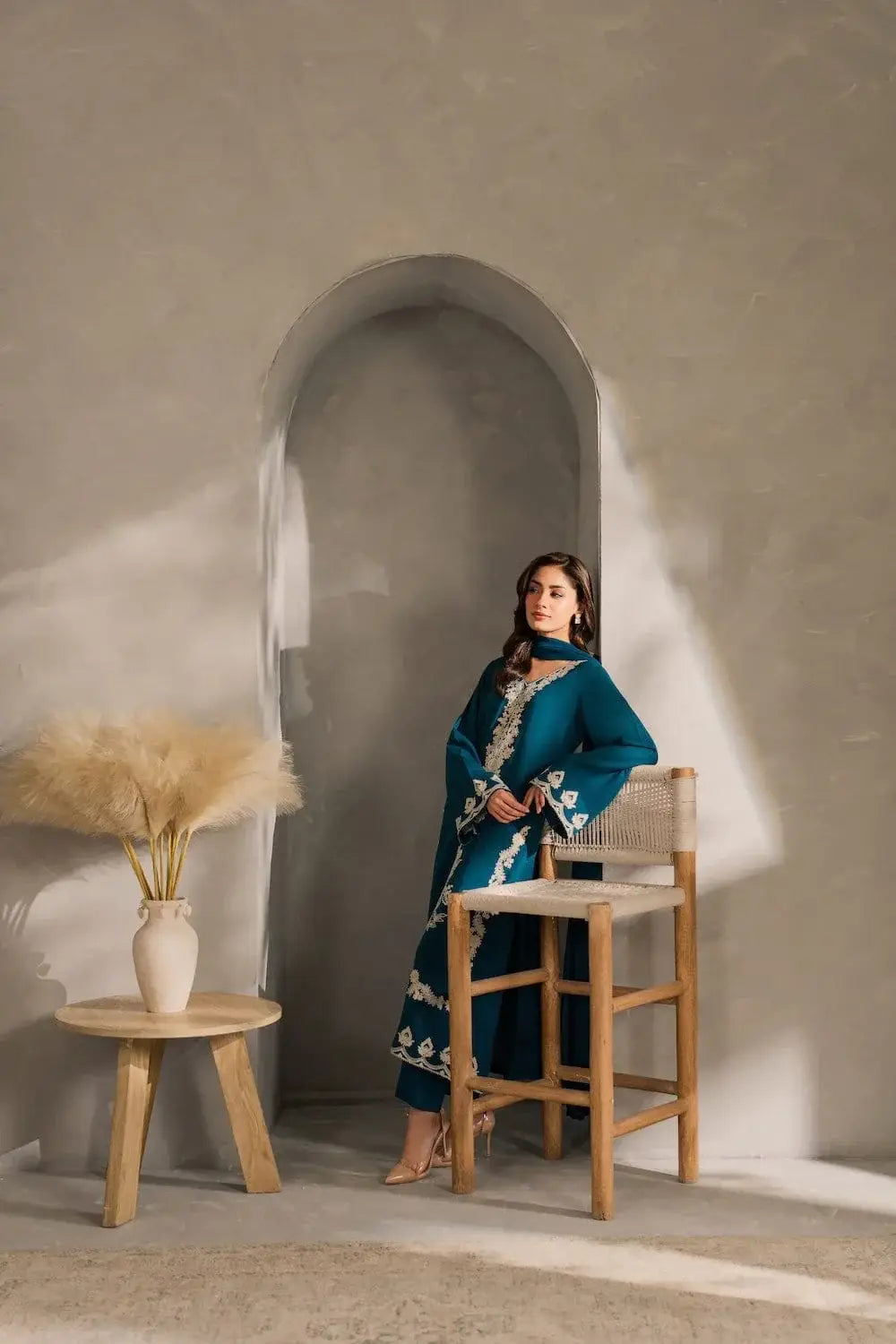 Stylish Embroidered Linen Suit - 3 Pcs Set - image 3