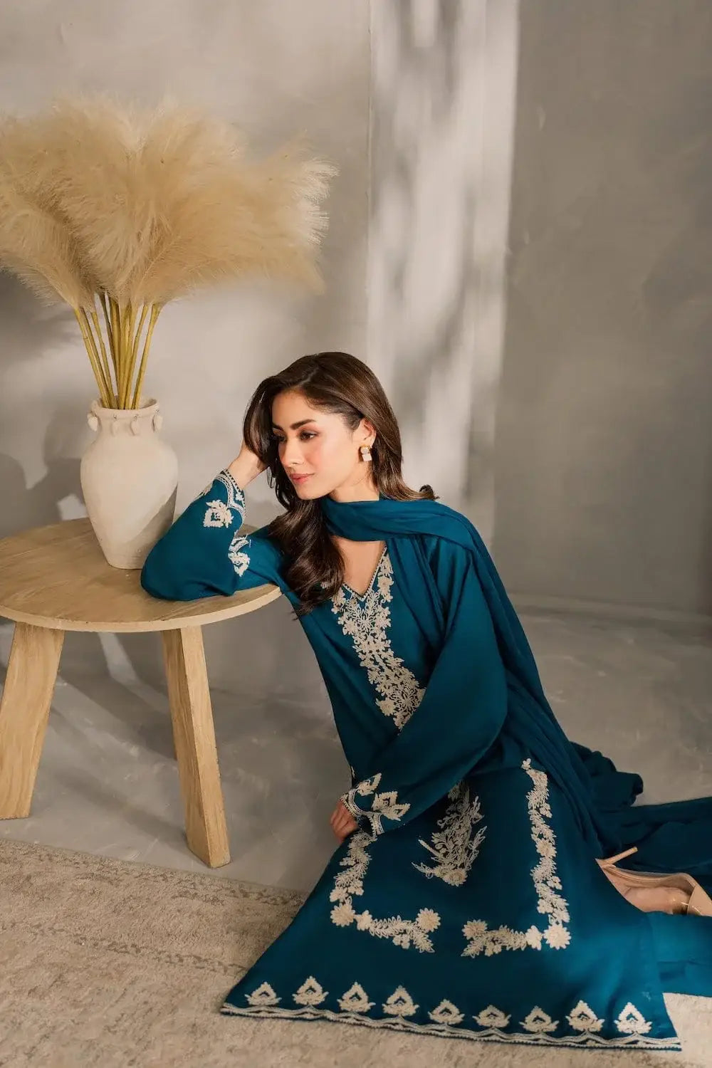 Stylish Embroidered Linen Suit - 3 Pcs Set - image 4