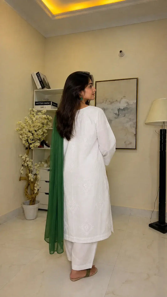 Elegant Women's Stitched Cotton Suit with Embroidered Pattern - 3 Pcs - image 2