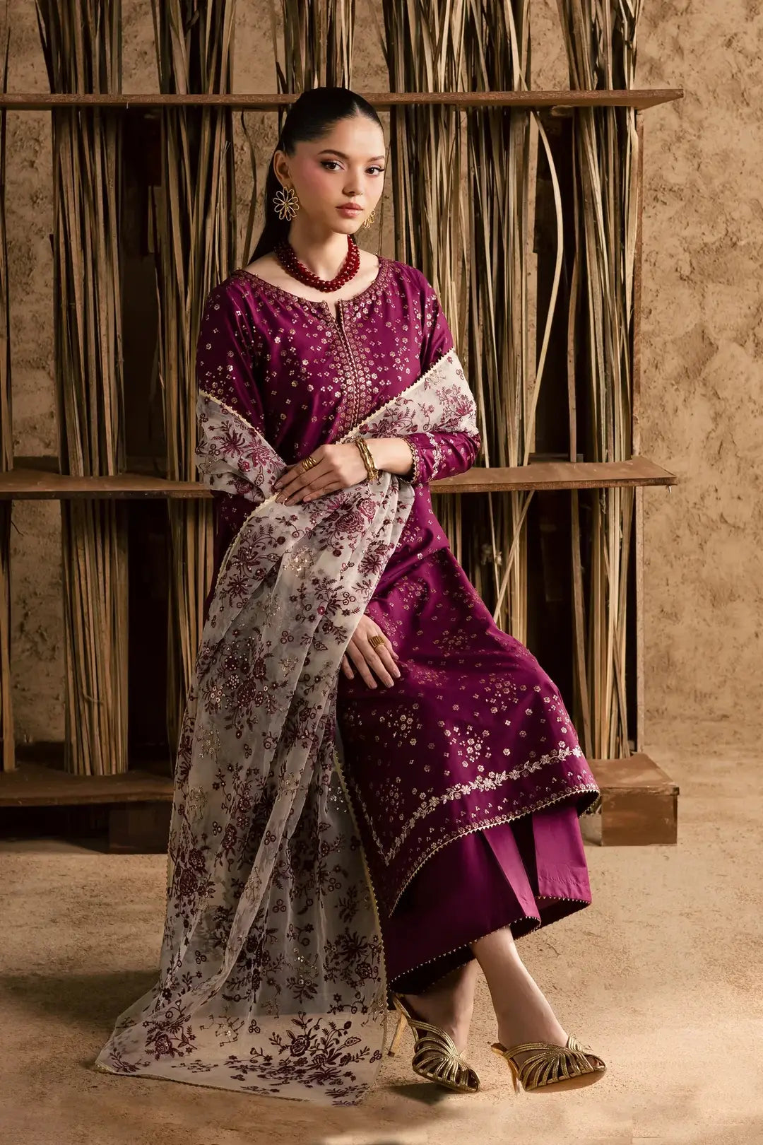 Stunning Embroidered Cotton Suit - 3 Pcs Set - image 2
