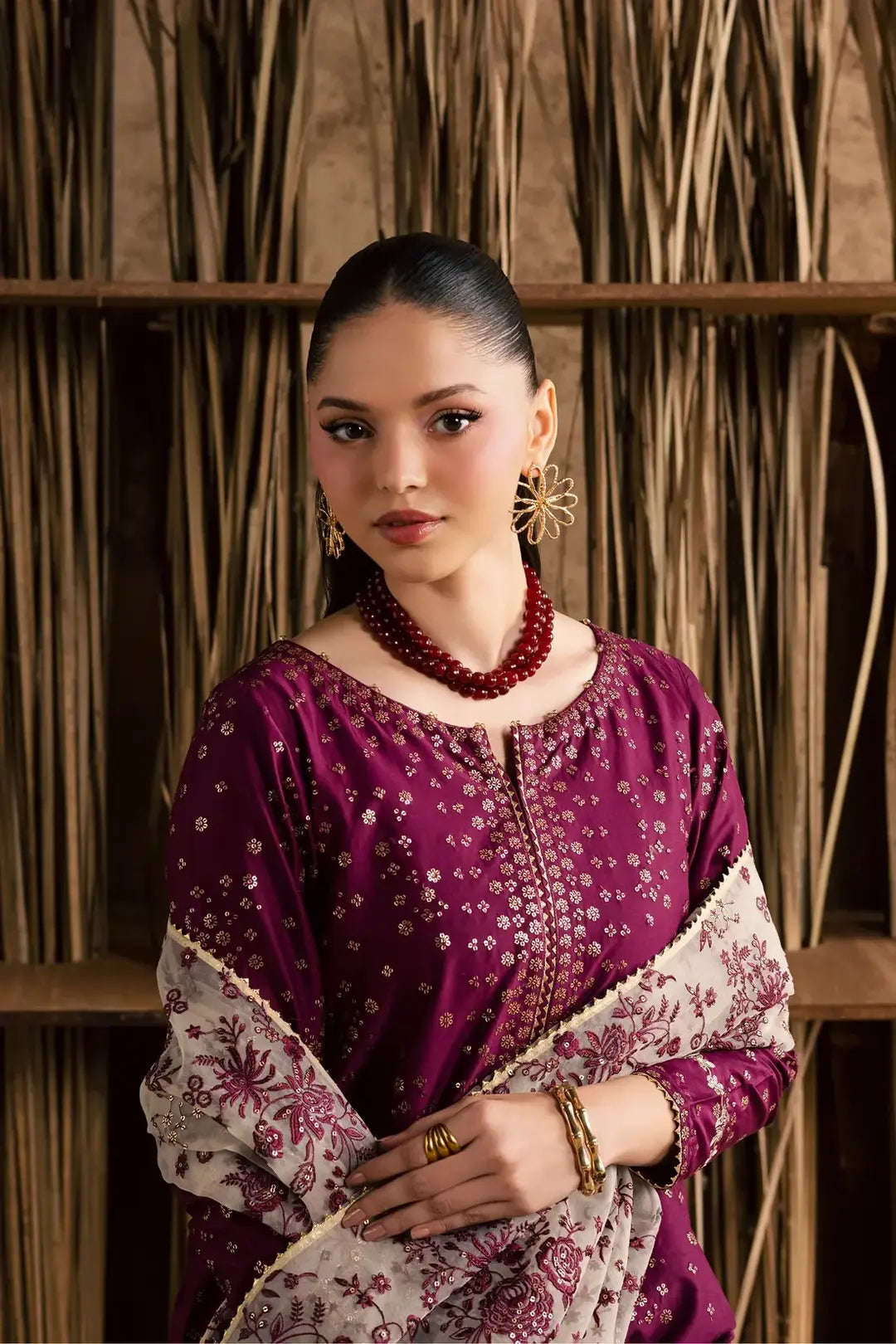 Stunning Embroidered Cotton Suit - 3 Pcs Set - image 3