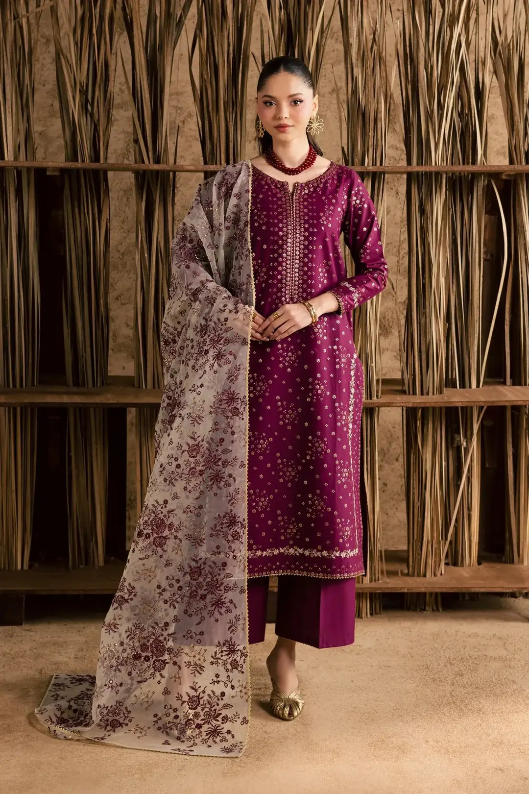 Stunning Embroidered Cotton Suit - 3 Pcs Set - image 7