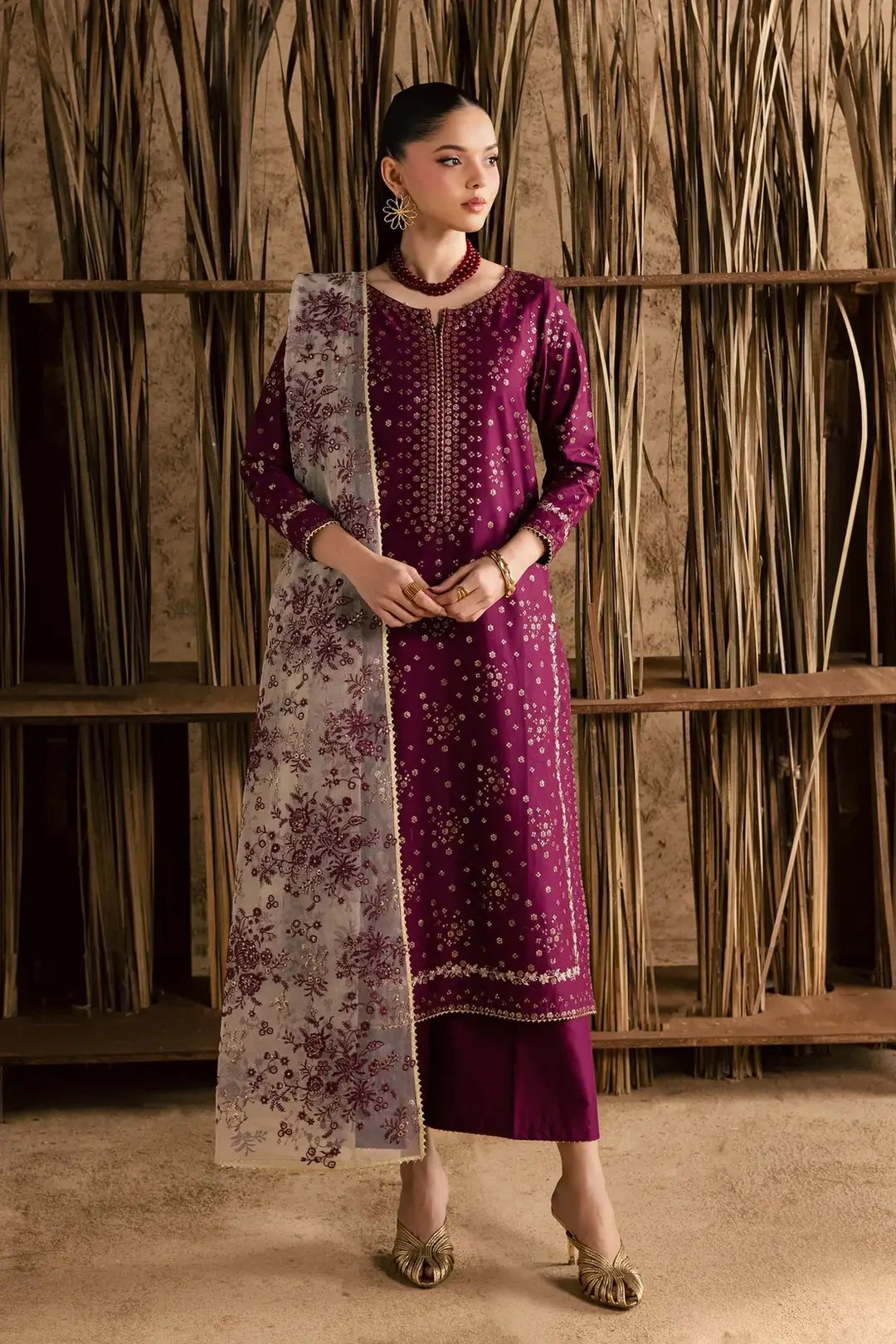 Stunning Embroidered Cotton Suit - 3 Pcs Set - image 8