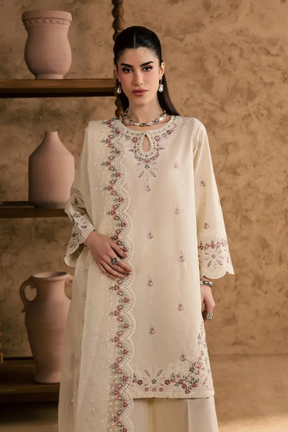 Women's Stitched Cotton Suit with Embroidery - 3 Pcs Set - image 1