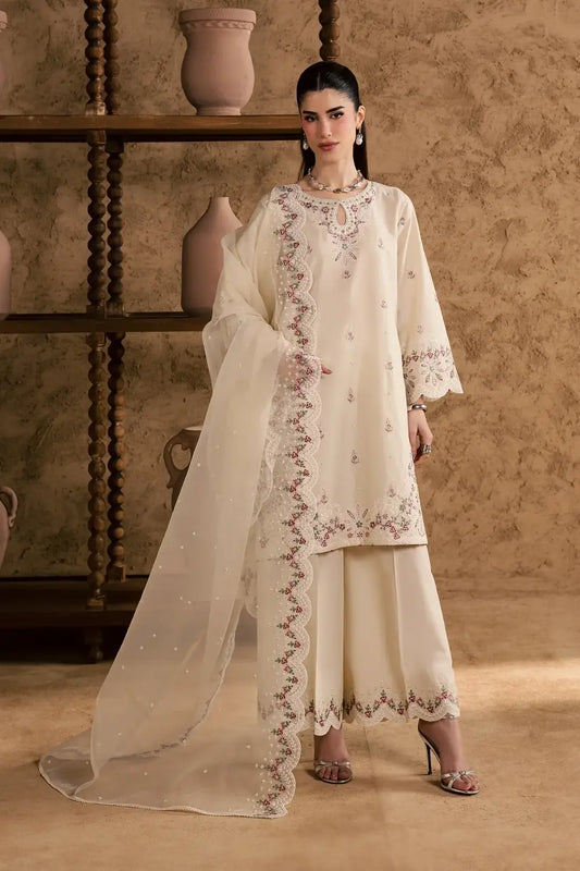 Women's Stitched Cotton Suit with Embroidery - 3 Pcs Set - image 2