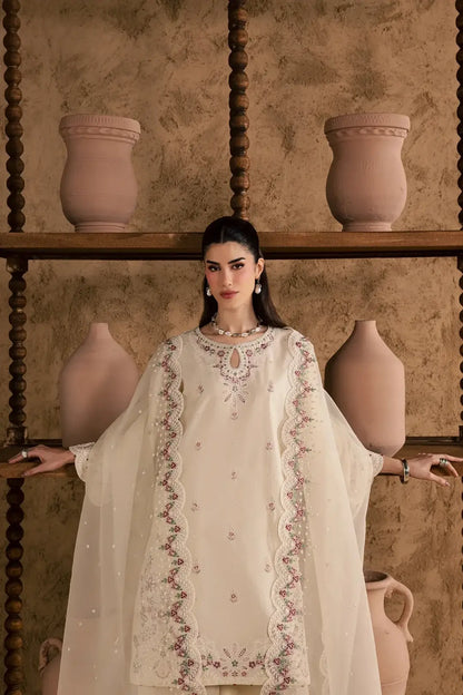 Women's Stitched Cotton Suit with Embroidery - 3 Pcs Set - image 6