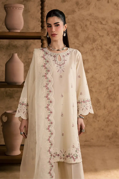 Women's Stitched Cotton Suit with Embroidery - 3 Pcs Set - image 7