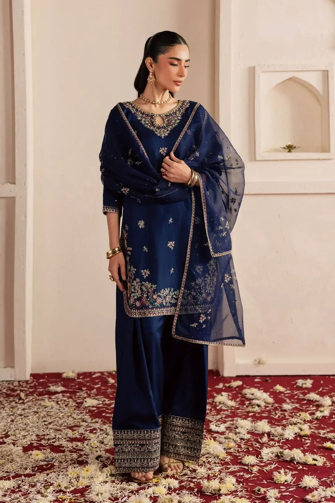 Stylish Women's Stitched Suit in Cotton with Embroidered Pattern - 3 Pcs Set - image 1