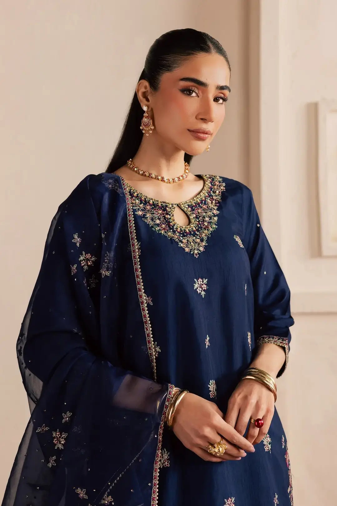 Stylish Women's Stitched Suit in Cotton with Embroidered Pattern - 3 Pcs Set - image 2