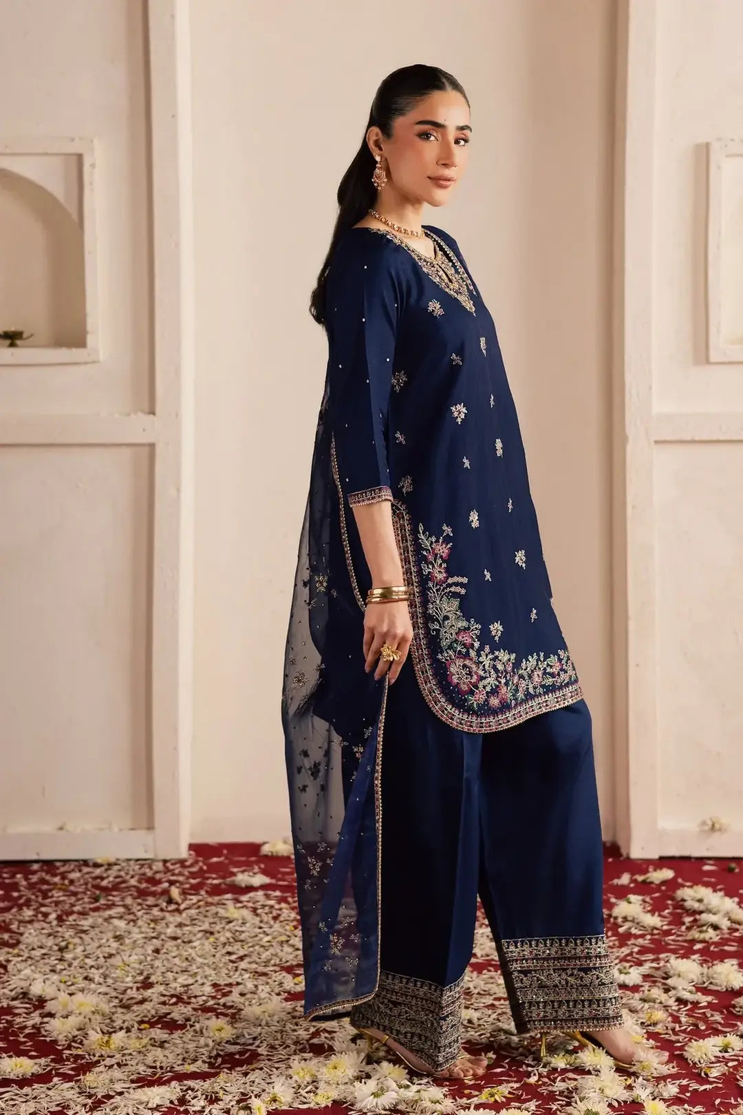 Stylish Women's Stitched Suit in Cotton with Embroidered Pattern - 3 Pcs Set - image 4