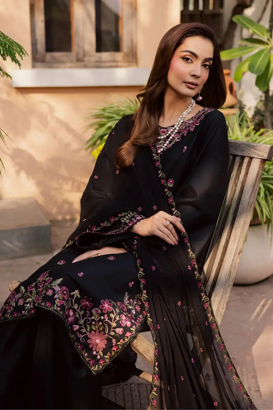 Stylish Black Cotton Embroidered Suit - 3 Pcs Set for Women - image 2