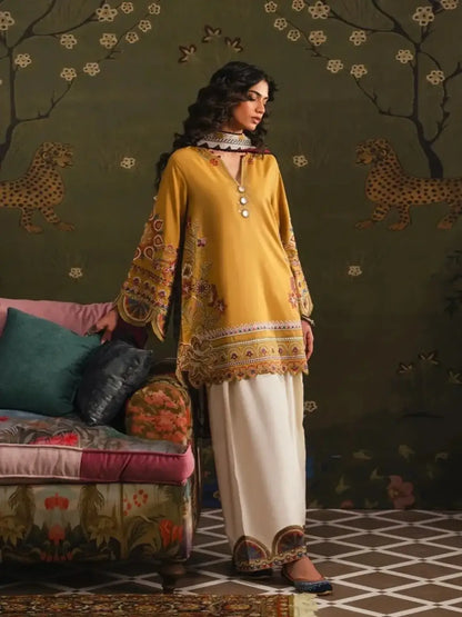 Stunning Mustard Suit with Embroidered Design - 3 Pcs Ensemble - image 1