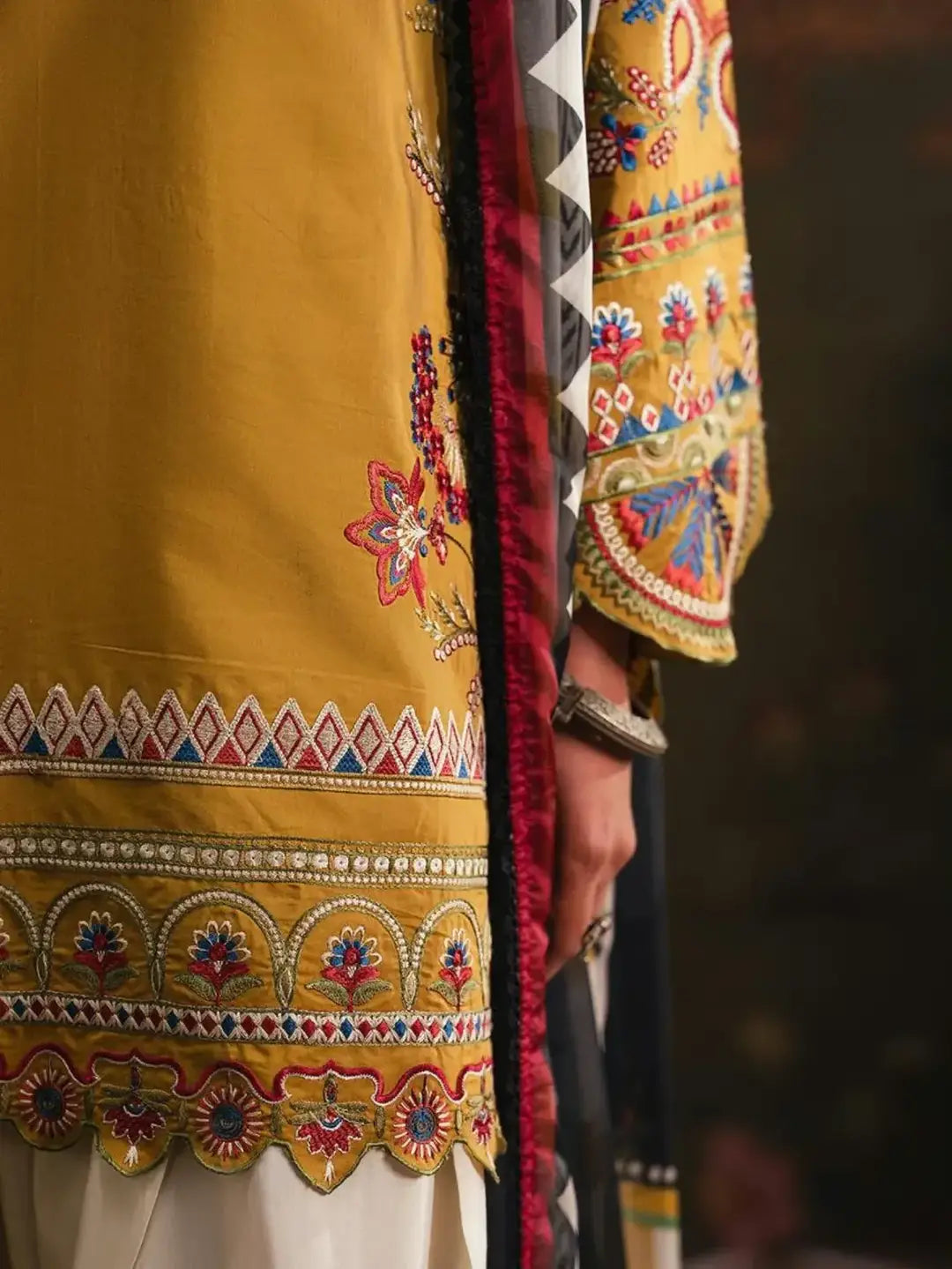 Stunning Mustard Suit with Embroidered Design - 3 Pcs Ensemble - image 4