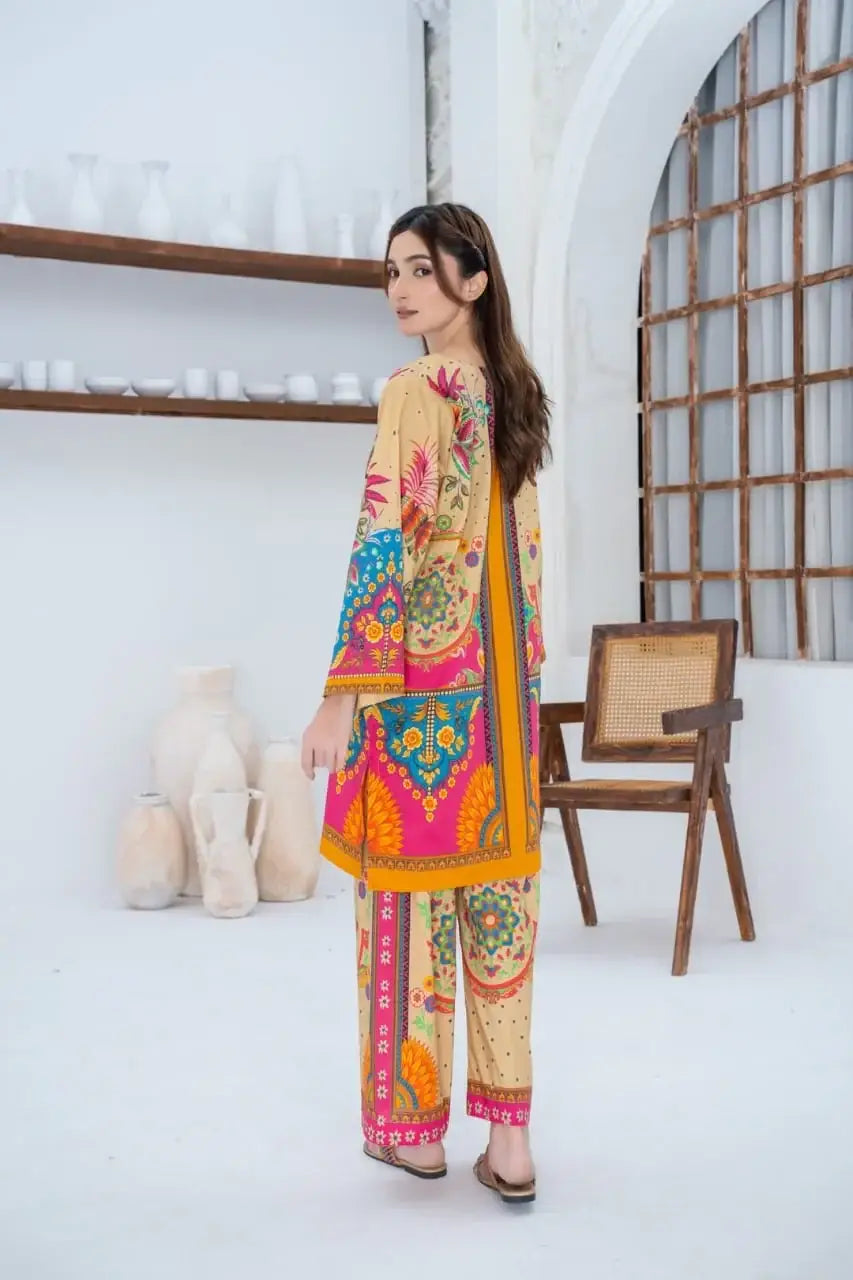 Trendy Women's Stitched Suit - 2 Pcs Printed Shirt and Trouser Set - image 4
