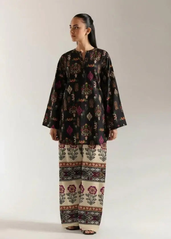 Stylish Printed Lawn Shirt and Trouser Set - 2 Pcs in Black - image 4