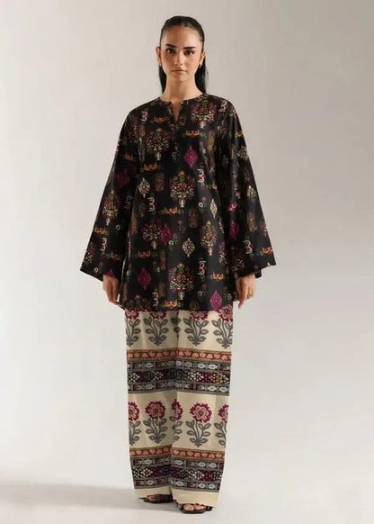 Stylish Printed Lawn Shirt and Trouser Set - 2 Pcs in Black - image 5