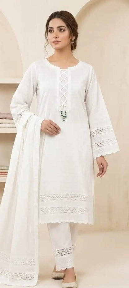 Women's Cotton Embroidered Shirt and Trouser Set - 2 Pcs - image 1