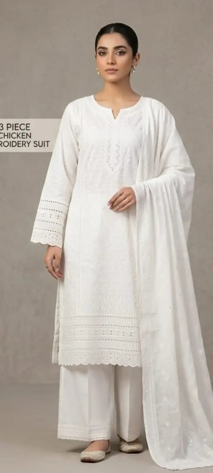 Women's Cotton Embroidered Shirt and Trouser Set - 2 Pcs - image 3