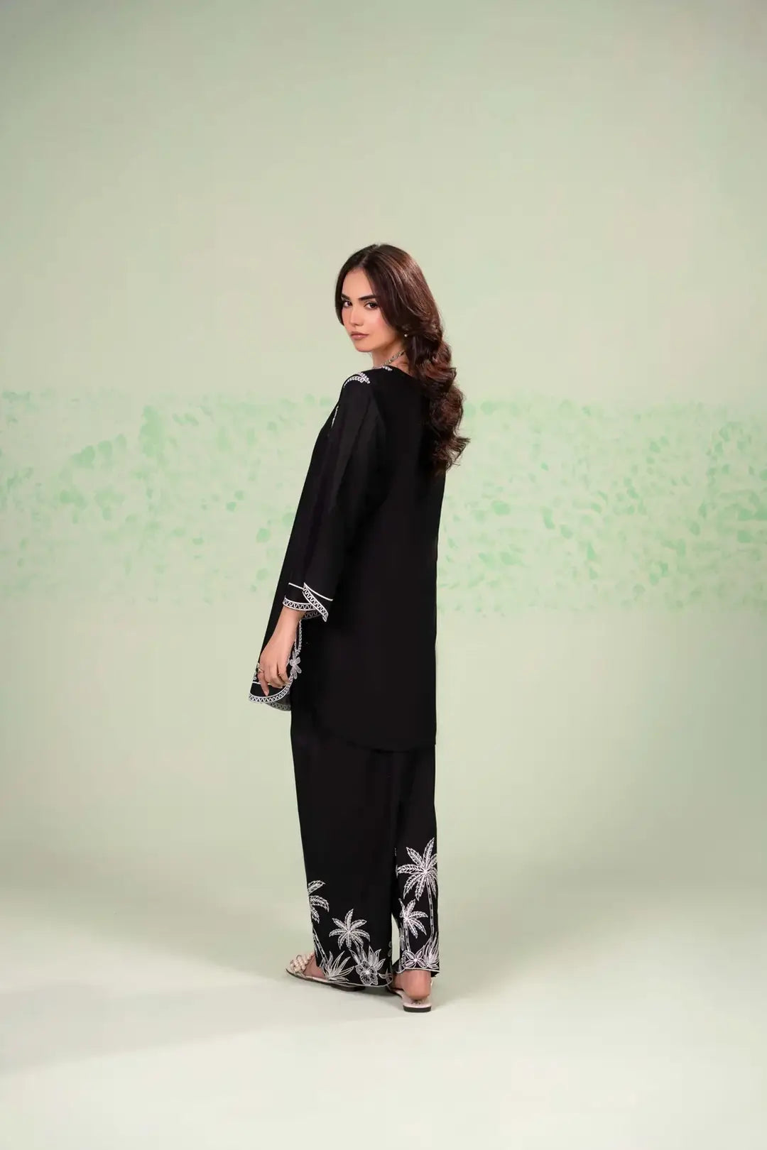 Stylish Black Embroidered Lawn Shirt and Trouser Set - 2 Pcs - image 4