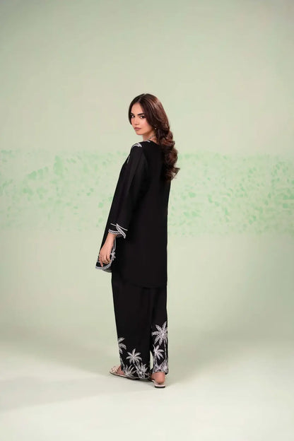 Stylish Black Embroidered Lawn Shirt and Trouser Set - 2 Pcs - image 4