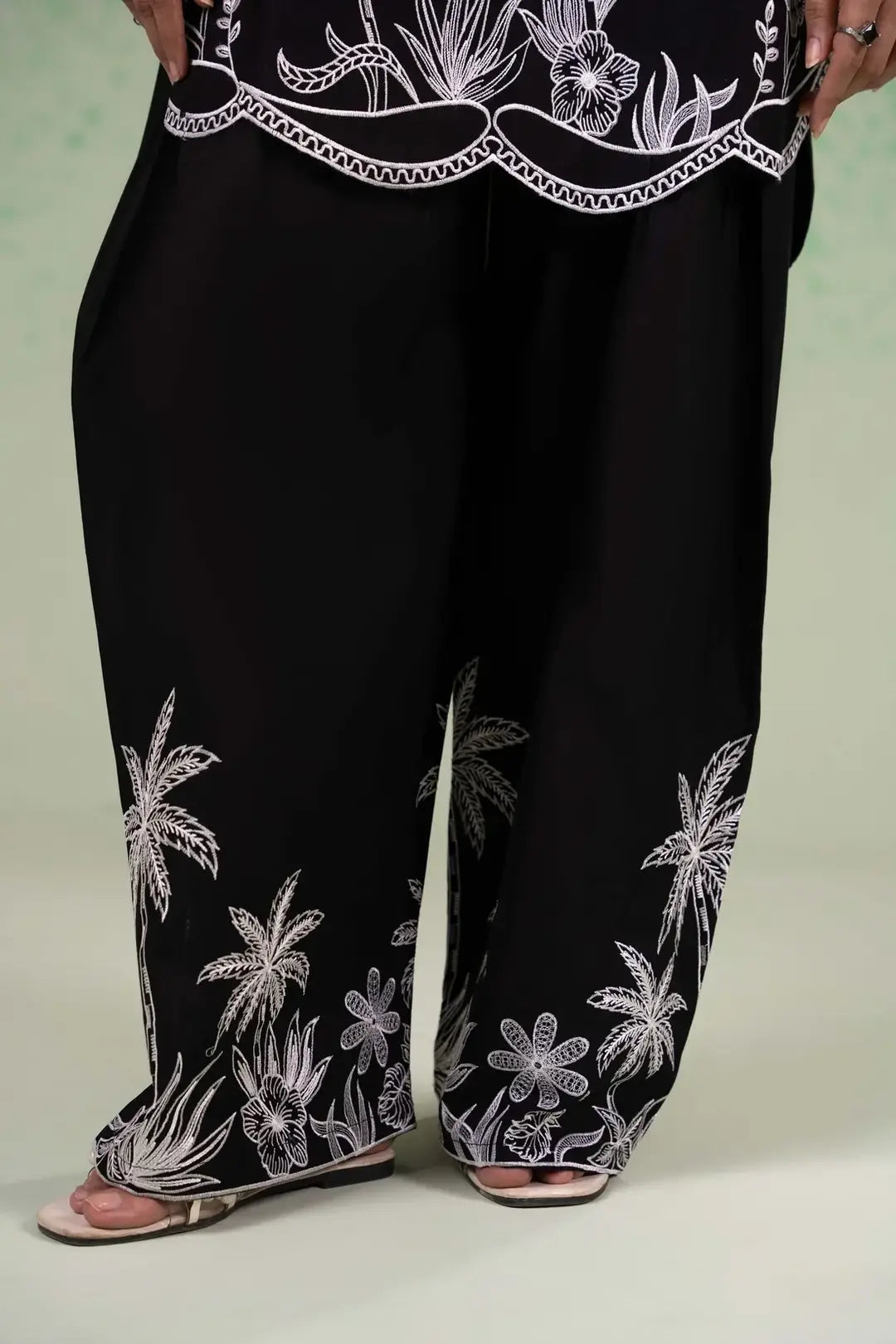 Stylish Black Embroidered Lawn Shirt and Trouser Set - 2 Pcs - image 6