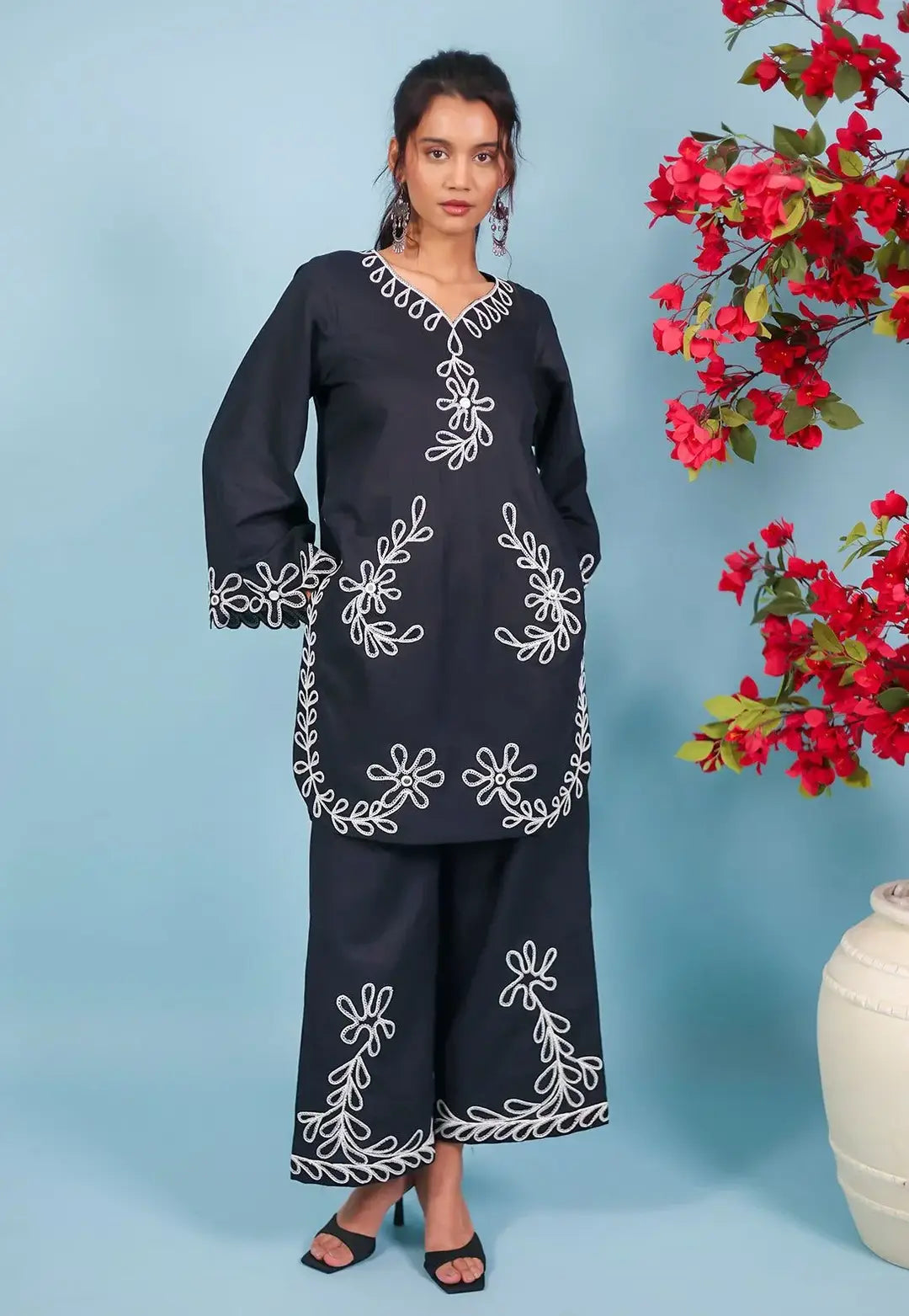 Stylish Embroidered Shirt And Trouser Set - 2 Pcs - image 4