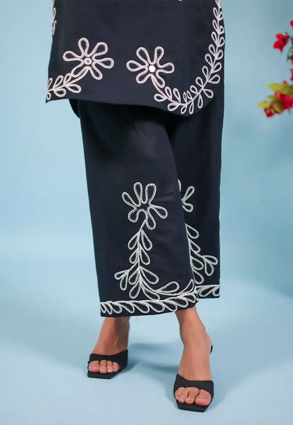 Stylish Embroidered Shirt And Trouser Set - 2 Pcs - image 6