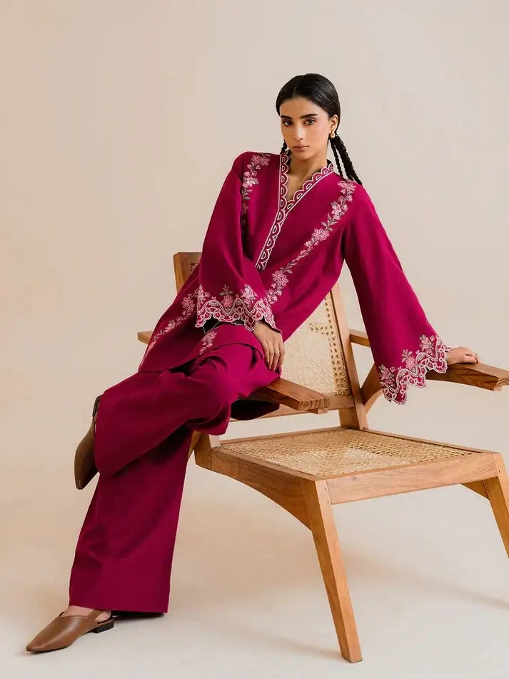 Stylish Embroidered Women's Stitched Shirt and Trouser - 2 Pcs - image 3