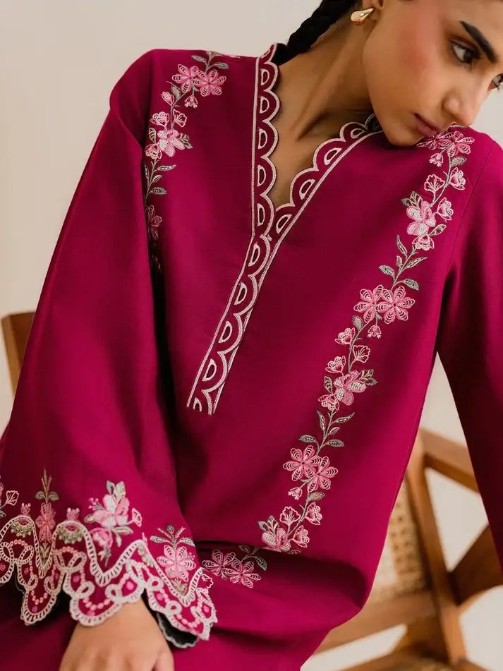 Stylish Embroidered Women's Stitched Shirt and Trouser - 2 Pcs - image 4