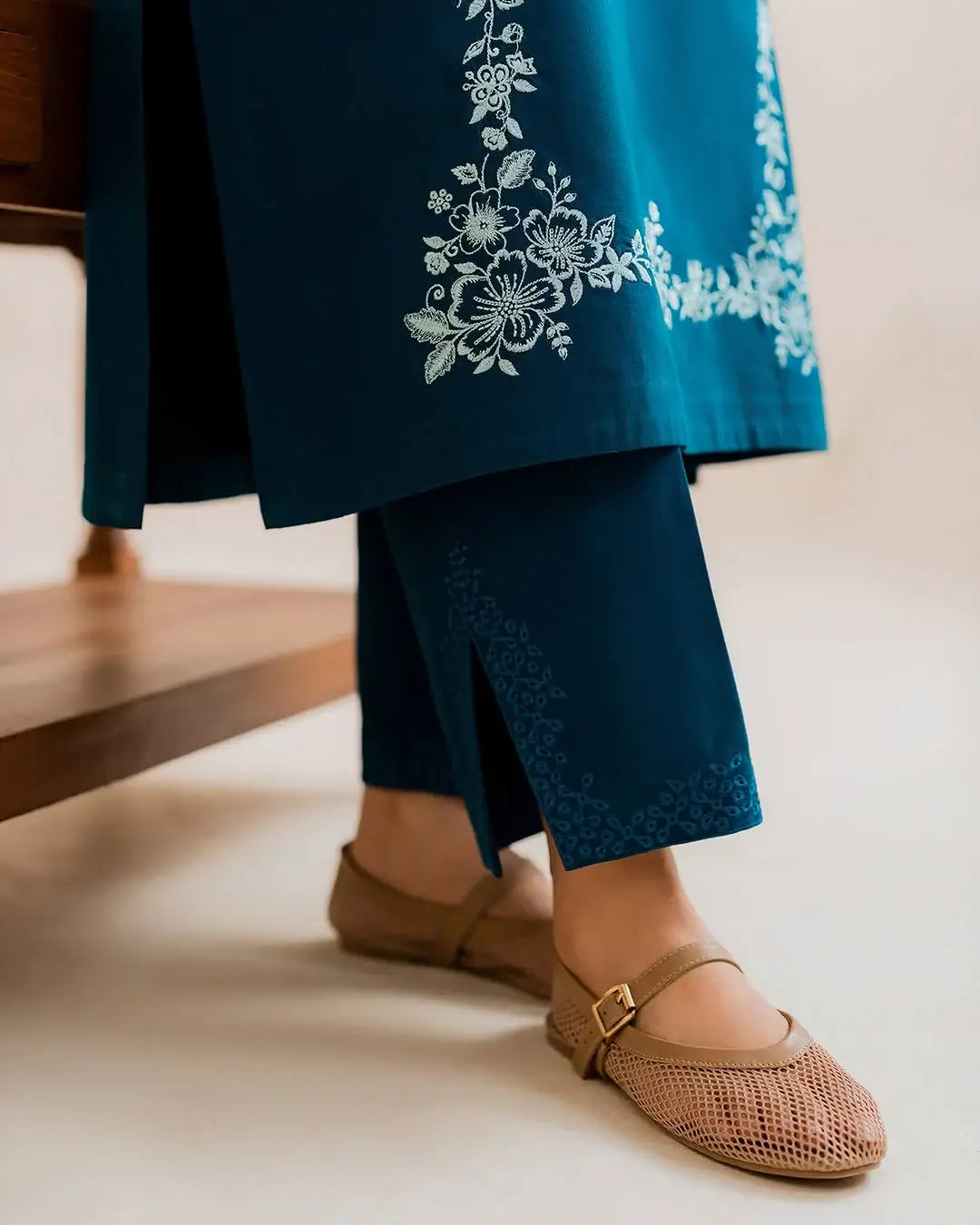 Stylish Embroidered Shirt and Trouser Set - 2 Pcs - image 3