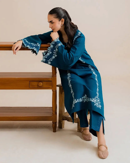 Stylish Embroidered Shirt and Trouser Set - 2 Pcs - image 4