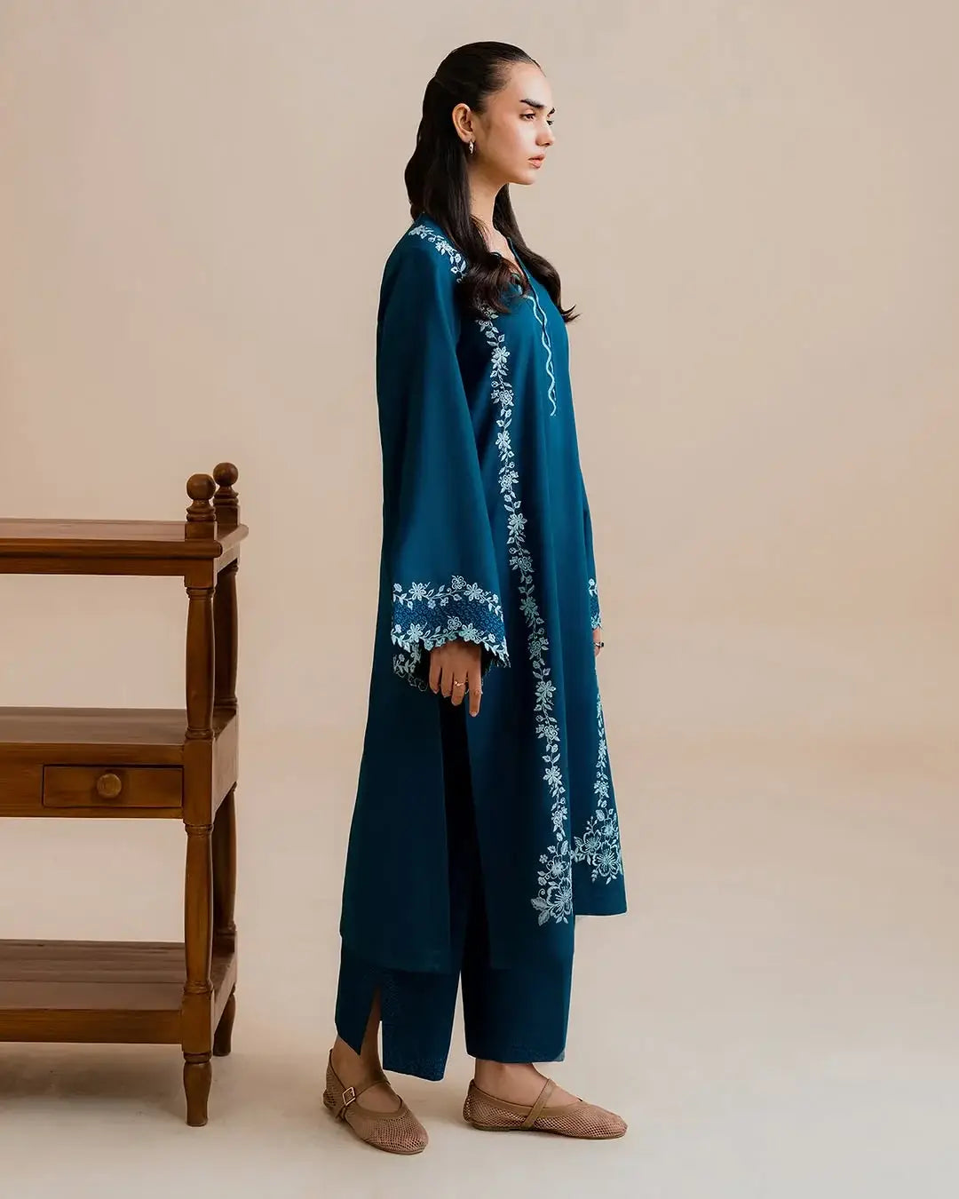 Stylish Embroidered Shirt and Trouser Set - 2 Pcs - image 5